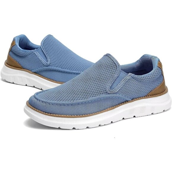 〽️ Men\'s Closed Toe Loafers Light Blue Sneakers Pull-On Walking Comfort Shoes
